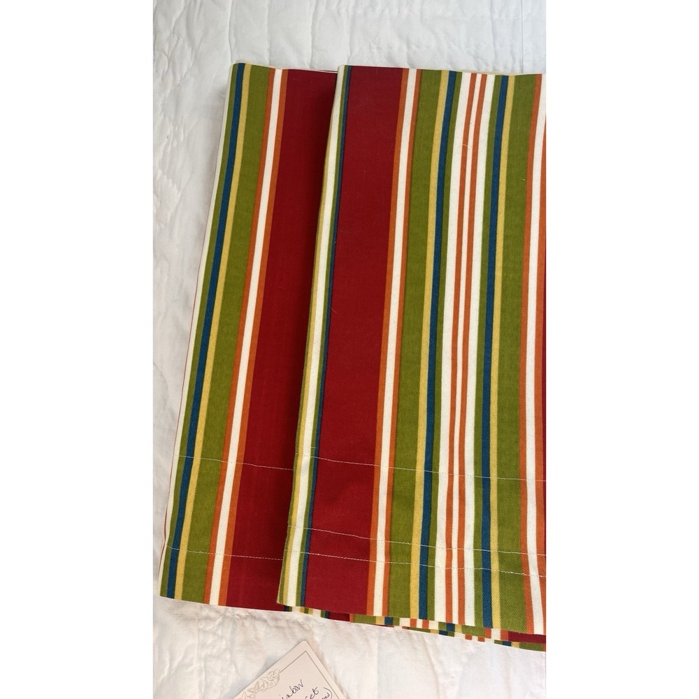 Colorful Striped Valances Red Lined Custom Made Set Of 2 Summer Rainbow Stripes